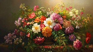 缤纷花卉静物油画之美