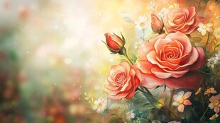 梦幻橘色玫瑰花卉美景