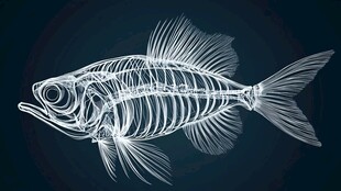 透明鱼骨骼标本艺术呈现