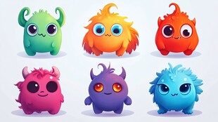 可爱多彩小怪兽集合