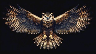 展翅翱翔的猫头鹰