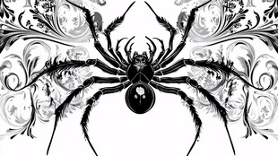 黑蜘蛛与华丽花纹图案
