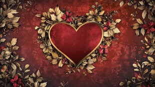 浪漫红心花卉装饰背景图