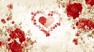 浪漫玫瑰爱心花卉背景图
