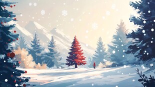 冬日雪景中的温馨圣诞氛围