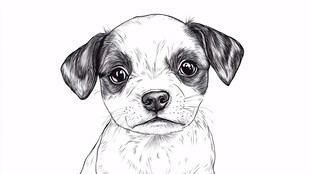 可爱小狗黑白手绘头像