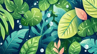 热带植物插画背景图