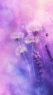 梦幻紫色蒲公英与薰衣草