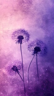 梦幻紫色蒲公英浪漫图景