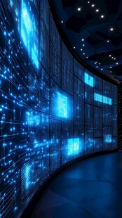 科技感弧形数据屏幕展示