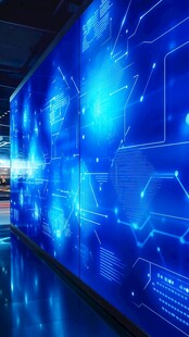 科技感蓝色数字互动墙