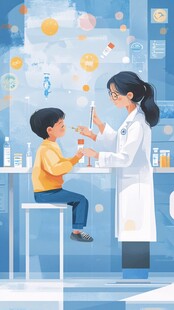 医生给小男孩检查身体