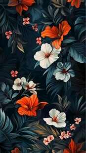 热带花卉植物图案背景