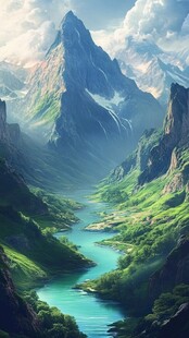 梦幻山川河谷壮美风光