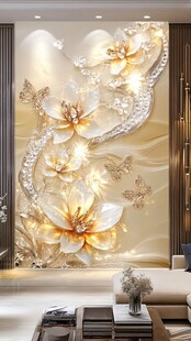 奢华花卉背景墙装饰客厅