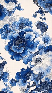 青花瓷风花卉图案纹理