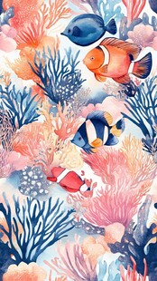 海洋世界的缤纷鱼类与珊瑚