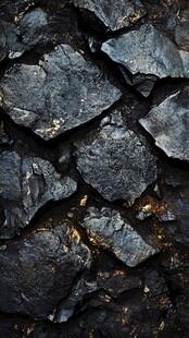 黑色碎矿石特写