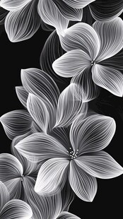 黑白线条花卉图案背景