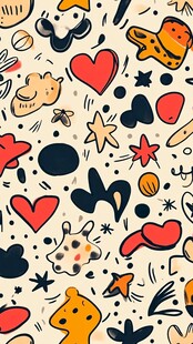 可爱卡通元素无缝图案