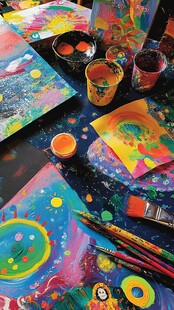 缤纷绘画工具与多彩画作
