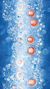 蓝色背景下的梦幻气泡世界
