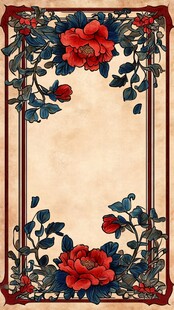 中式花卉边框复古装饰图案