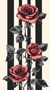 条纹背景上的复古红玫瑰