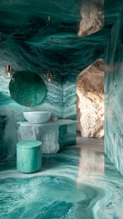 梦幻绿调浴室创意空间