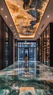 奢华大理石装饰的高端大厅