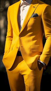 亮黄色时尚男士西装套装