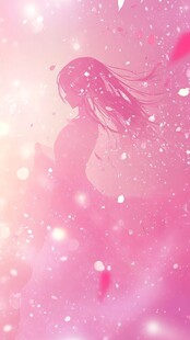 梦幻粉色中的飘逸少女身影