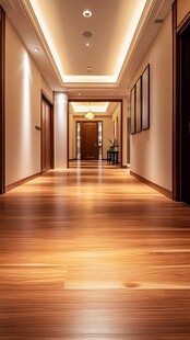 现代简约风宽敞木质走廊