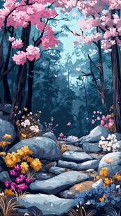 梦幻森林中的繁花小径