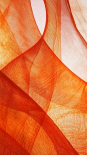 橙红色飘逸纱幔纹理特写