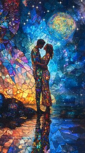 梦幻星空下的浪漫情侣