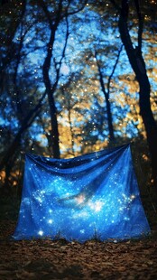 梦幻星空幕布下的森林美景