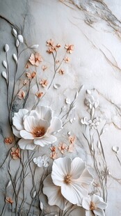 立体花卉大理石纹理装饰画