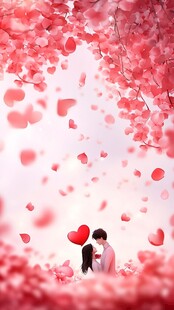 浪漫樱花下的甜蜜情侣