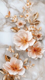 大理石上的精致花卉浮雕