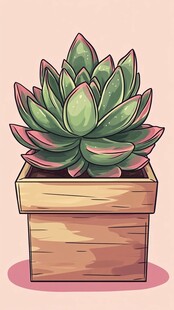 卡通风多肉植物盆栽