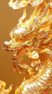 金色祥龙雕塑 尽显威严