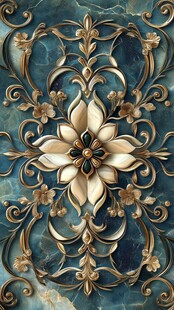 华丽金属花卉浮雕装饰图案