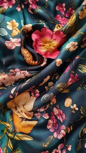 复古花卉图案丝绸面料