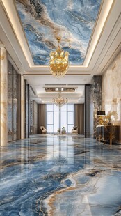 奢华蓝调大理石大厅空间