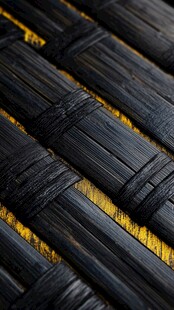 黑色编织纹理的竹木材料