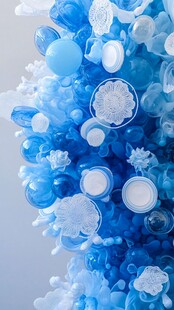 梦幻蓝白气泡艺术装置