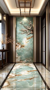 中式玄关的雅致山水壁饰