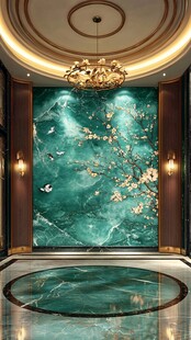 奢华玄关处的艺术大理石壁画