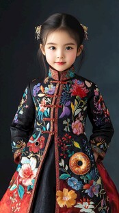 古风萌娃身着绚丽中式华服